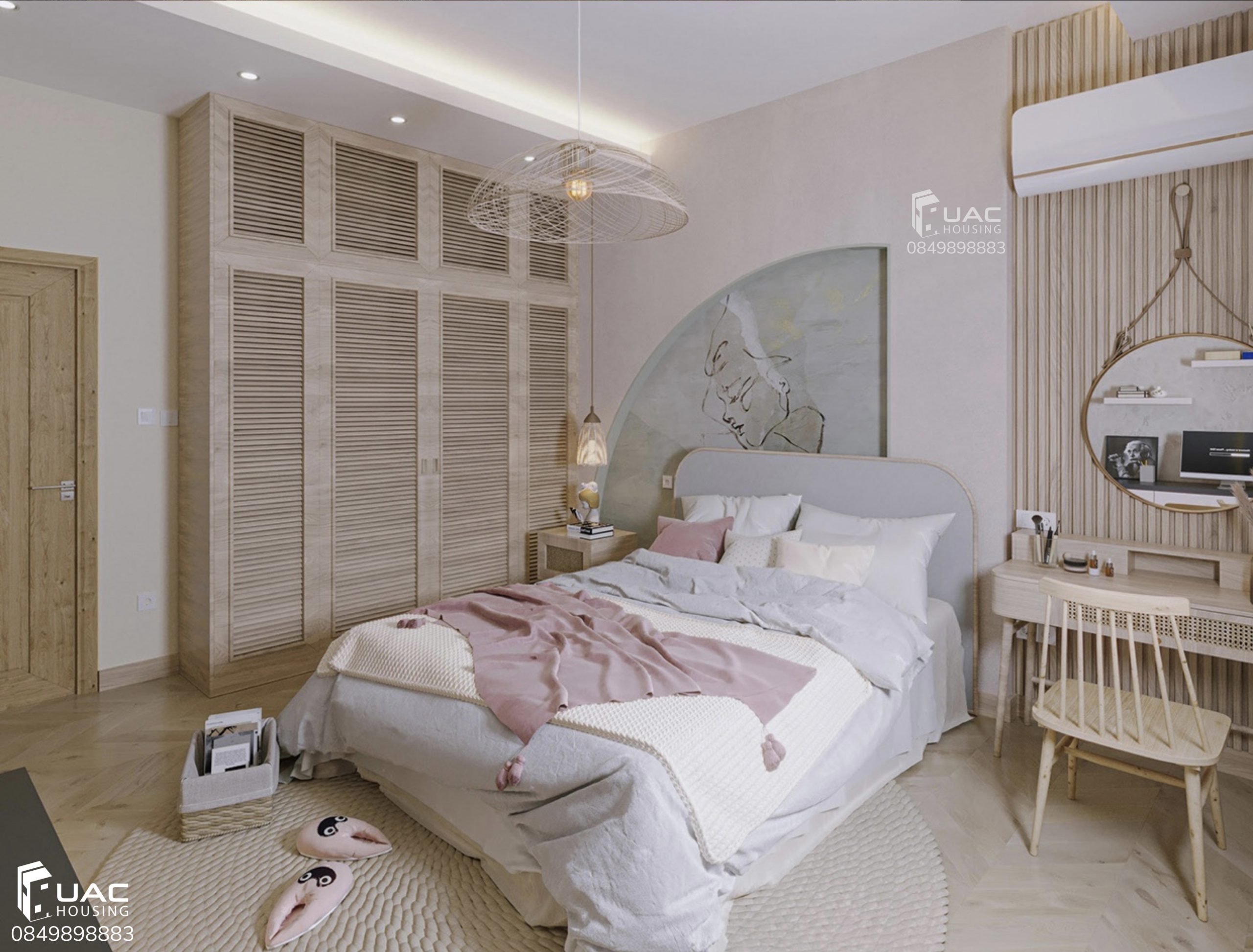 Phòng ngủ dành cho bé gái với thiết kế màu sắc trang nhã
